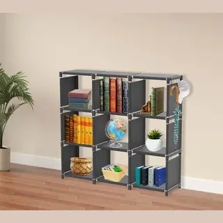 Lendo Online - Opvouwbare Opbergkast 9 Vakken - Schoenenrek Stapelbaar - Schoenenkast - Organizer - Boekenkast - 110x30x110cm - Zwart