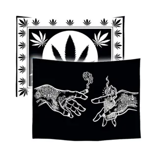 Ulticool Wandkleed Set Van 2 - Wiet Cannabis Jonko Joint - Voor Binnen - Wandtapijt Wanddoek Stof Poster Backdrop Frame Decoratie Woonkamer