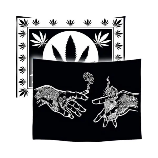 Ulticool Wandkleed Set Van 2 - Wiet Cannabis Jonko Joint - Voor Binnen - Wandtapijt Wanddoek Stof Poster Backdrop Frame Decoratie Woonkamer thumbnail