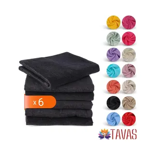 Tavas Harmonie Gastendoekjes 30x50 Cm Zwart Set Van 6 100% Katoen Gastenhanddoek Rechthoek Handdoek Keuken Hotelkwaliteit Gastendoek