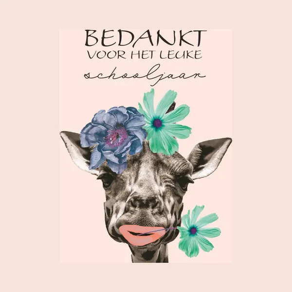 Bedankt Voor Het Leuke Schooljaar - Giraf - Ansichtkaart - Meer Leuks - Kaart Einde Schooljaar - Bedankt Meester - Bedankt Juf thumbnail