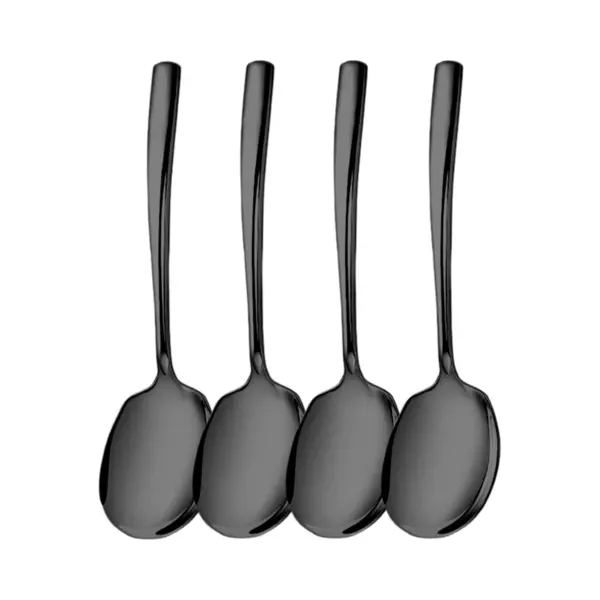 House Of Husk Grote Opscheplepel Set - Zwart - Serveerlepel - Groetelepel - Aardappellepel - 25.5cm - 304 Rvs - 4 Stuks thumbnail