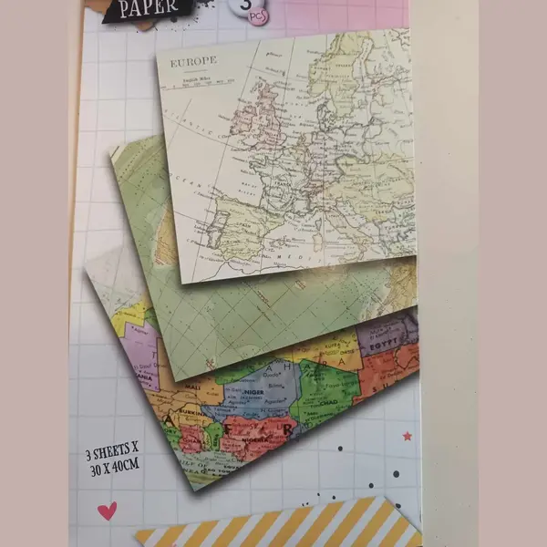 Set Texture Decopatch Papier - Set Van 3 - Decoupage Papier - WereldKaarten thumbnail