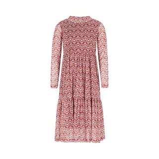 Like Flo - Mae Flo Girls Midi Aop Mesh Dress Rood - Rood - Maat 104