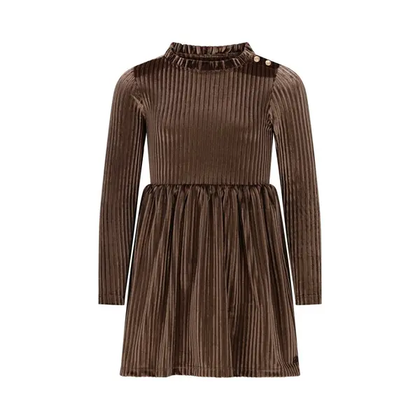Like Flo - Mara Flo Girls Dress With Buttons At Shoulder Choco - Choco - Maat 104 thumbnail