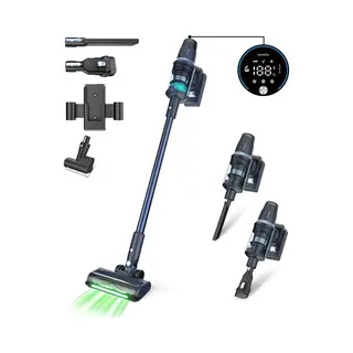 Samako Steelstofzuiger Draadloos - 450W - Kruimeldief - 4 Opzetstukken - Stofzuiger 32kPa Zuigkracht - Zonder Zak Op Accu - CleanDetect