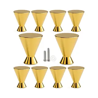10 X Msqdesign Kastknop Goud (Glanzend) - Kastknoppen Goud - 10 Stuks - Deurknopjes Goud Voor Kast- Deurknopjes Goud -kast Knop Goud - Meubelknop Goud