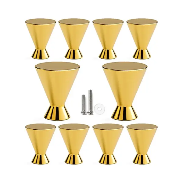 10 X Msqdesign Kastknop Goud (Glanzend) - Kastknoppen Goud - 10 Stuks - Deurknopjes Goud Voor Kast- Deurknopjes Goud -kast Knop Goud - Meubelknop Goud thumbnail