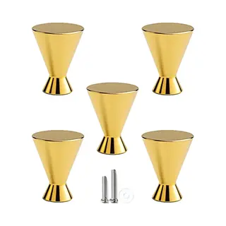 5 X Msqdesign Kastknop Goud (Glanzend) - Kastknoppen Goud - 5 Stuks - Deurknopjes Goud Voor Kast- Deurknopjes Goud -kast Knop Goud - Meubelknop Goud -