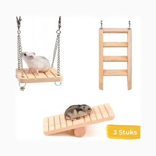 Shagam Knaagdieren Speelgoed Pakket - 3 Stuks - Knaagdieren Speeltjes Set - Hamster Speelgoed - Cavia Speelgoed