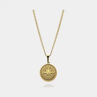 Kompas Hanger Ketting - Gouden Compass Pendant Ketting - 50 Cm Lang - Ketting Heren Met Hanger - Griekse Mythen - Olympus Jewelry