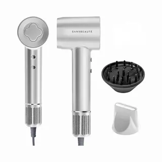 Sansbeauté® Föhn Met Diffuser - Krullen - 110.000RPM - Ionische Haardroger Met Borstel - 3 Standen - 3 Opzetstukken - Reisföhn - Sèche Cheveux -