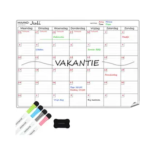 Systemyze Maandplanner Whiteboard – Magnetisch Planbord – Magnetische Weekplanner – Inclusief Markers & Wisser – A3 Formaat