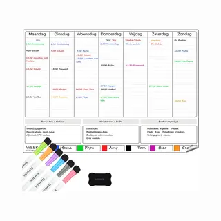 Systemyze Weekplanner Whiteboard – Magnetisch Planbord – Magnetische Maandplanner – Inclusief Markers & Wisser – A3 Formaat