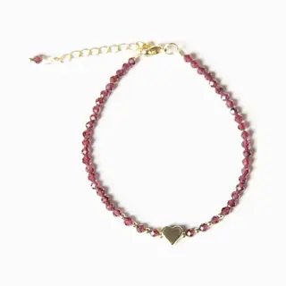 Dear Lune - Bracelet Garnet - Armband - Edelstenen - Kralen - Hartje - Valentijns - Moederdag - Cadeautip