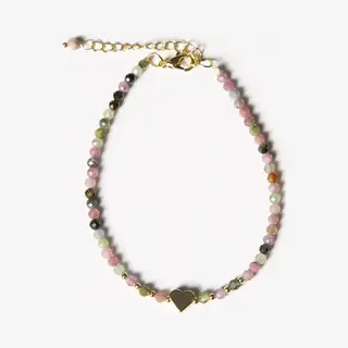 Dear Lune - Bracelet Tourmaline - Armband - Edelstenen - Kralen - Hartje - Valentijns - Moederdag - Cadeau Tip