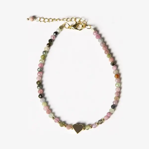 Dear Lune - Bracelet Tourmaline - Armband - Edelstenen - Kralen - Hartje - Valentijns - Moederdag - Cadeau Tip thumbnail