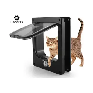 Lunspets – Kattenluik Met Tunnel En Magnetische Sluiting – 23.5x27x5.5 Cm - Waterdicht - Zwart