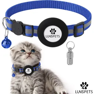 Lunspets – Reflecterende Kattenhalsband Met Tag Houder En Veiligheidssluiting – Blauw