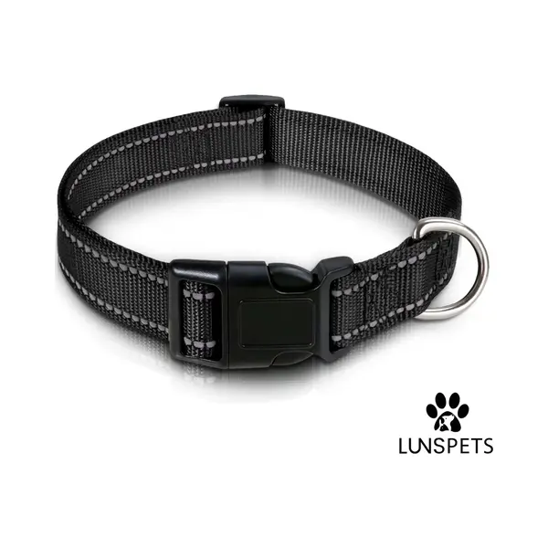 Lunspets - Hondenhalsband - Reflecterend - Zwart - Oersterk - Maat S thumbnail