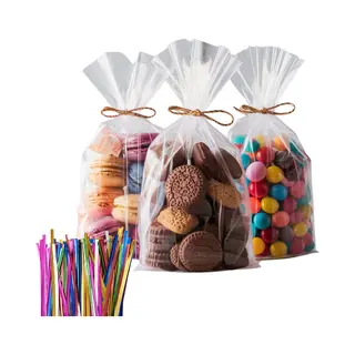 Vatesi Uitdeelzakjes Transparant - 100 Stuks Met Twistbandjes - Traktatie Zakjes Kinderfeestje - Snoepzakjes - Cadeauzakjes - 15 X 25 Cm