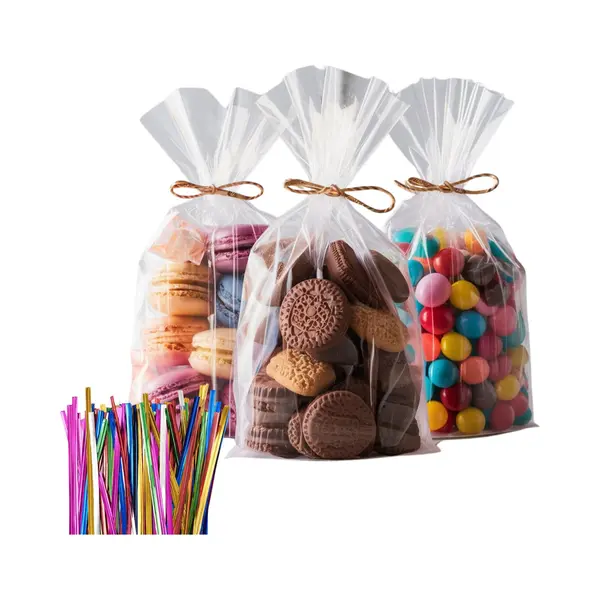Vatesi Uitdeelzakjes Transparant - 100 Stuks Met Twistbandjes - Traktatie Zakjes Kinderfeestje - Snoepzakjes - Cadeauzakjes - 15 X 25 Cm thumbnail