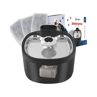 Jc Pets Premium Drinkfontein Voor Kat En Hond - Draadloze Waterfontein Met Sensor - Katten Fontein - Waterbak Automatisch - Rvs - Fluisterstil -