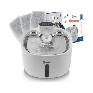 Jc Pets Premium Drinkfontein Voor Kat En Hond - Draadloze Waterfontein Met Sensor - Katten Fontein - Waterbak Automatisch - Rvs - Fluisterstil -