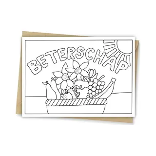 Hippekaartjeswinkel Inkleurkaart Beterschap - Kaarten Om Zelf In Te Kleuren - Kinderkaart - Diy