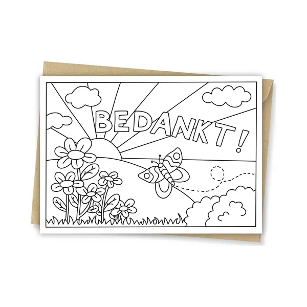 Hippekaartjeswinkel Inkleurkaart Bedankt - Bedankje - Kaarten Om Zelf In Te Kleuren - Juf En Meester Kaart - Juffendag - Kinderkaart - Diy - Incl Kraft Envelop thumbnail