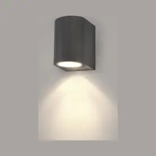 Ledvion - 2x Led Wandlampe, 4.5W, 2700K, IP54, Anthrazit & Rund, GU10 Spot