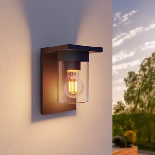 Ledvion - Led Wandlamp Incl. Sensor, Antraciet, E27 Fitting, IP44, Zwart