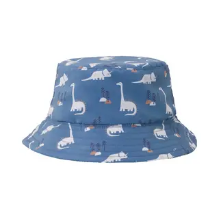 Fresk Uv Bucket Hat Voor Kinderen - 98/104 - Dubbelzijdige Zonnehoed - Beschermende Reishoed - Hoofdbescherming - Blauw - Dino