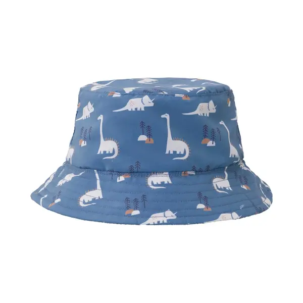 Fresk Uv Bucket Hat Voor Kinderen - 98/104 - Dubbelzijdige Zonnehoed - Beschermende Reishoed - Hoofdbescherming - Blauw - Dino thumbnail