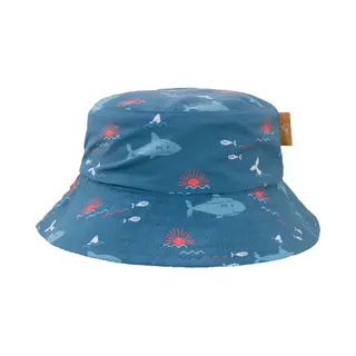 Fresk Uv Bucket Hat Voor Kinderen - 98/104 - Dubbelzijdige Zonnehoed - Beschermende Reishoed - Hoofdbescherming - Blauw - Shark