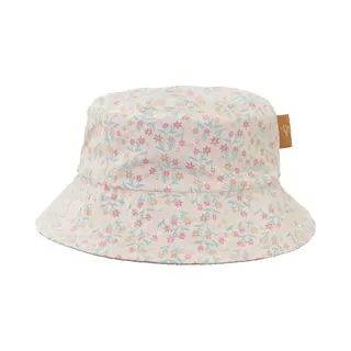 Fresk Uv Bucket Hat Voor Kinderen - 98/104 - Dubbelzijdige Zonnehoed - Beschermende Reishoed - Hoofdbescherming - Crème - Garden Flowers