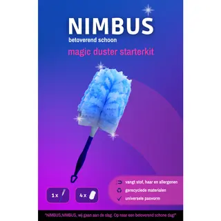 Nimbus Magic Duster Starterkit - Handvat + 4 Navullingen - Geschikt Voor Swiffer