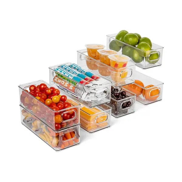 Koelkast Organizer – Set Van 8 Stuks – Opbergbak - Lade Organizer – Lade Verdeler -Koelkast Bakjes – Bewaarbakjes - Stapelbaar – Transparant thumbnail