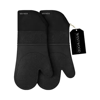 Westwood™ - Siliconen Ovenwanten - 2 Stuks - Ovenhandschoenen - Hittebestendig Tot 250 °C - EN407 Gecertificeerd - Zwart