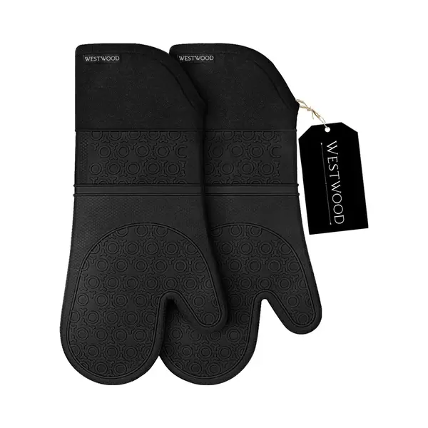 Westwood™ - Siliconen Ovenwanten - 2 Stuks - Ovenhandschoenen - Hittebestendig Tot 250 °C - EN407 Gecertificeerd - Zwart thumbnail