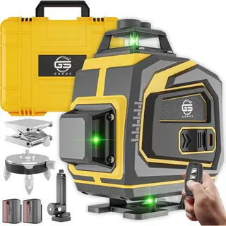 Gs Goods Kruislijnlaser - Lijnlaser - Laser Waterpas - Kruislijnlaser Zelfnivellerend - 4D Kruislijnlaser Met 4 Tot 16 Lijnen - 50 Meter Meetbereik -