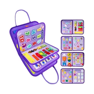 Intellikids Montessori Activiteiten Boek - Uitgebreide Busy Board - Motoriek Map Voor Thuis En Onderweg - Perfect Voor Op Vakantie - Activiteitenboek -