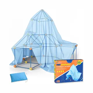 Tiny Thinkers Fort Bausatz Xl Für Kinder, 122-teiliges Stecksystem Mit 76 Stäben & 46 Steckbällen, Höhle Bauen Set Für Indoor & Outdoor, Konstruktionsspielzeug