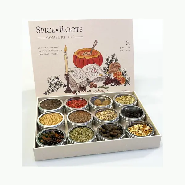 Spice Roots Spiceroots Comfort Gewürzset – Geschenkset Mit 12 Natürlichen Gewürzen & 4 Rezepten – Vegane Geschenkbox – Gewürzdosen Für Comfort-Food & thumbnail