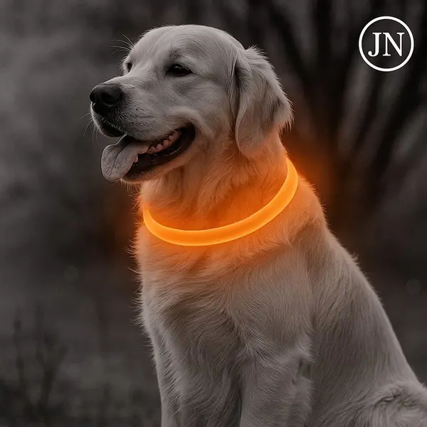 Jn Led Halsband Hond – Usb Oplaadbaar – 50 Cm – Oranje – Lichtgevend – Veilig In Het Donker – Verstelbaar thumbnail