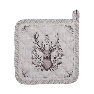 Clayre & Eef Pannenlap 20x20 Cm Beige Katoen Hert