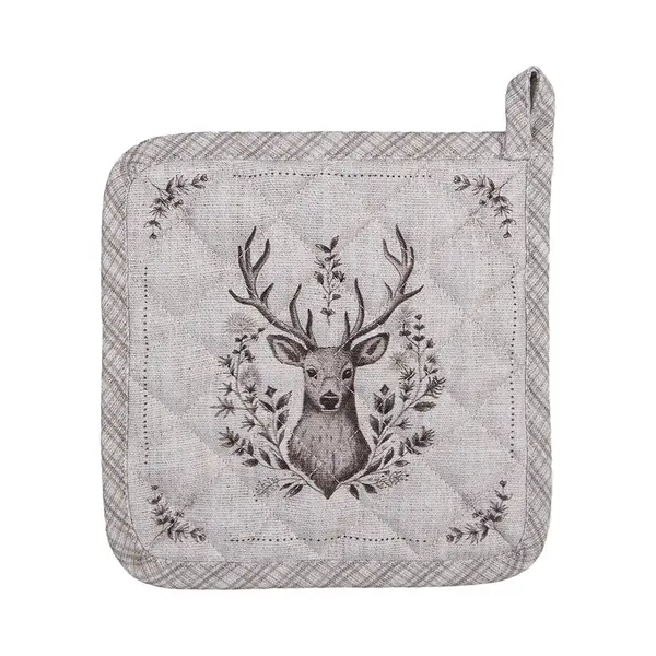 Clayre & Eef Pannenlap 20x20 Cm Beige Katoen Hert thumbnail
