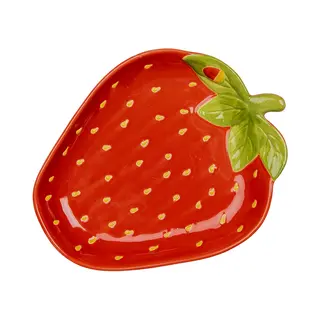 Clayre & Eef Schaal Aardbeien 23x18x3 Cm Rood Keramiek