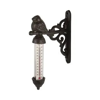 Clayre & Eef Thermometer Buiten 3x11x16 Cm Bruin Metaal
