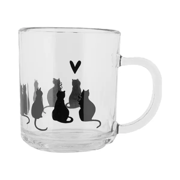 Clayre & Eef Theeglas 200 Ml Transparant Glas Katten thumbnail